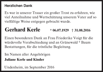 Traueranzeige von Gerhard Kerle von Trauerportal Rhein Main Presse
