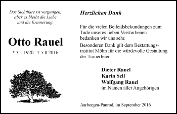 Traueranzeige von Otto Rauel von Trauerportal Rhein Main Presse