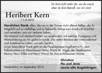 Traueranzeige von Heribert Kern von Trauerportal Rhein Main Presse