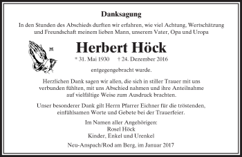 Traueranzeige von Herbert Höck von  Usinger Anzeiger