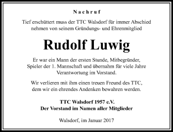 Traueranzeige von Rudolf Luwig von  Camberger Anzeiger