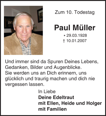 Traueranzeige von Paul Müller von Trauerportal Echo Online
