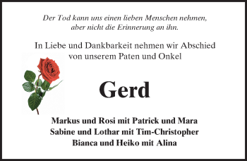 Traueranzeige von Gerd  von  Kreisanzeiger