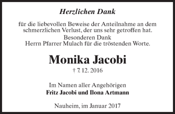 Traueranzeige von Monika Jacobi von Trauerportal Rhein Main Presse