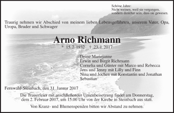 Traueranzeige von Arno Richmann von  Gießener Anzeiger