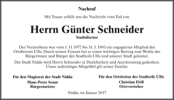 Traueranzeige von Günter Schneider von  Kreisanzeiger