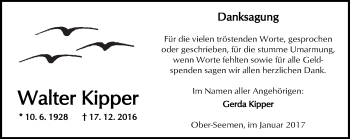 Traueranzeige von Walter Kipper von  Kreisanzeiger