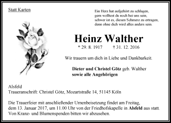 Traueranzeige von Heinz Walther von VRM Trauer