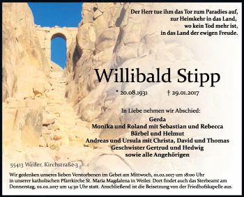 Traueranzeige von Willibald Stipp von Trauerportal Rhein Main Presse