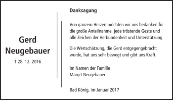 Traueranzeige von Gerd Neugebauer von Trauerportal Echo Online