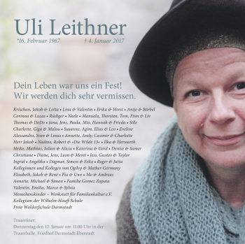 Traueranzeige von Uli Leithner von Trauerportal Echo Online