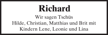 Traueranzeige von Richard  von Trauerportal Echo Online