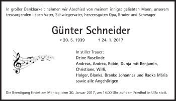 Traueranzeige von Günter Schneider von  Kreisanzeiger