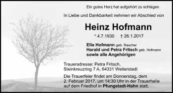 Traueranzeige von Heinz Hofmann 
