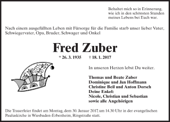 Traueranzeige von Fred Zuber von Trauerportal Rhein Main Presse Traueranzeige von Fred Zuber von Trauerportal Rhein Main Presse