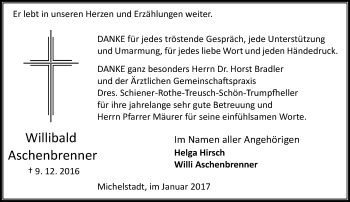 Traueranzeige von Willibald Aschenbrenner von Trauerportal Echo Online