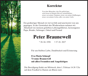 Traueranzeige von Peter Braunewell von Trauerportal Rhein Main Presse