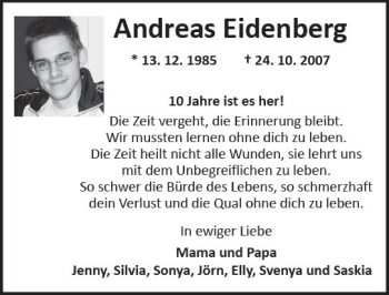 Traueranzeige von Andreas Eidenberg von Trauerportal Rhein Main Presse