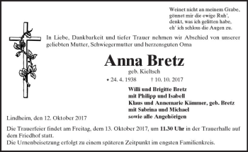 Traueranzeige von Anna Bretz von  Kreisanzeiger