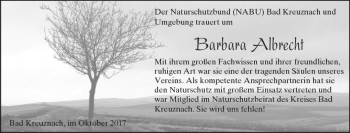 Traueranzeige von Barbara Albrecht von Trauerportal Rhein Main Presse