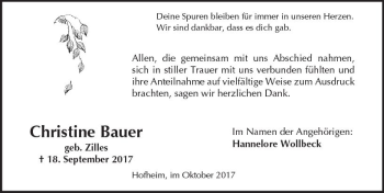 Traueranzeige von Christine Bauer von Trauerportal Echo Online