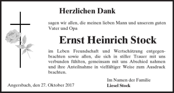 Traueranzeige von Ernst Heinrich Stock von VRM Trauer