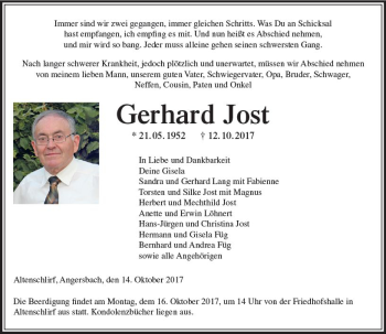 Traueranzeige von Gerhard Jost von VRM Trauer