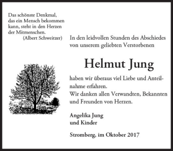 Traueranzeige von Helmut Jung von Trauerportal Rhein Main Presse