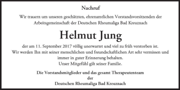 Traueranzeige von Helmut Jung von Trauerportal Rhein Main Presse