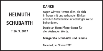 Traueranzeige von Helmuth Schubarth von Trauerportal Echo Online
