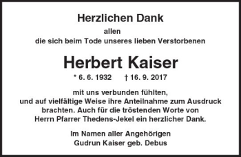 Traueranzeige von Herbert Kaiser von Trauerportal Rhein Main Presse