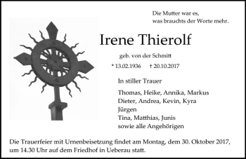 Traueranzeige von Irene Thierolf von Trauerportal Echo Online