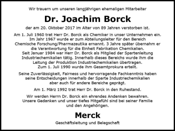 Traueranzeige von Joachim Borck von Trauerportal Echo Online