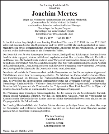 Traueranzeige von Joachim Mertes von Trauerportal Rhein Main Presse