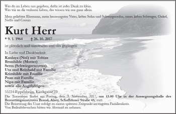 Traueranzeige von Kurt Herr von Trauerportal Rhein Main Presse