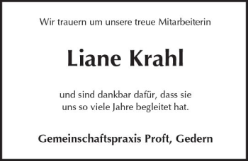 Traueranzeige von Liane Krahl von  Kreisanzeiger