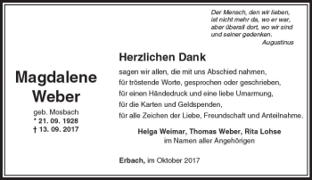 Traueranzeige von Magdalene Weber von  Camberger Anzeiger