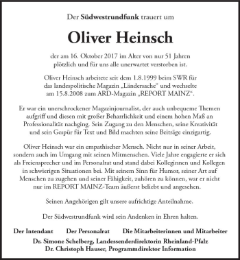 Traueranzeige von Oliver Heinsch von Trauerportal Rhein Main Presse