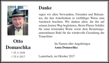 Traueranzeige von Otto Domaschka von VRM Trauer