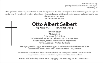 Traueranzeige von Otto Albert Seibert von Trauerportal Rhein Main Presse