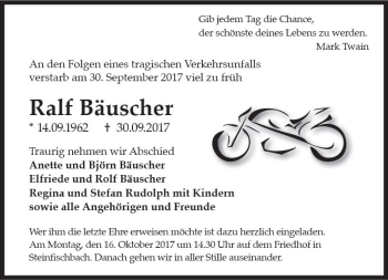 Traueranzeige von Ralf Bäuscher von Trauerportal Rhein Main Presse