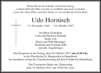 Traueranzeige von Udo Hornisch von  Camberger Anzeiger