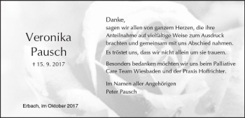 Traueranzeige von Veronika Pausch von Trauerportal Rhein Main Presse