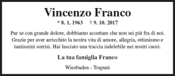 Traueranzeige von Vincenzo Franco von Trauerportal Rhein Main Presse