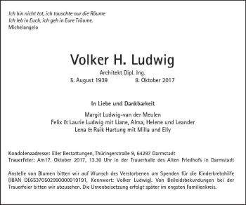 Traueranzeige von Volker H. Ludwig von Trauerportal Rhein Main Presse