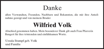 Traueranzeige von Wilfried Volk von Trauerportal Rhein Main Presse