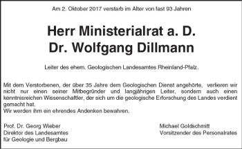 Traueranzeige von Wolfgang Dillmann von Trauerportal Rhein Main Presse