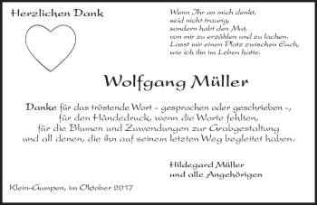 Traueranzeige von Wolfgang  Müller von Trauerportal Echo Online