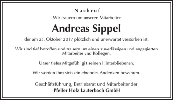 Traueranzeige von Andreas Sippel von VRM Trauer