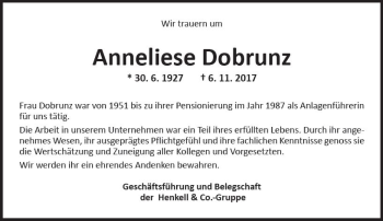 Traueranzeige von Anneliese Dobrunz von Trauerportal Rhein Main Presse